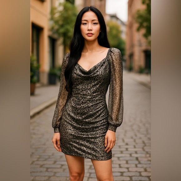 Fiestar Women's Short Shear Animal Print Night Dress - Picture 1 of 7